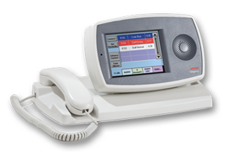 Picture showing a white nurse call system with transparent background.